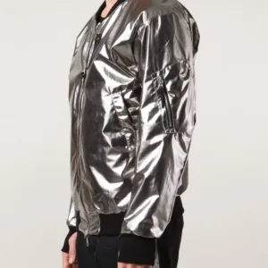 11 By Boris Bidjan Saberi Silver Satin Bomber Jacket