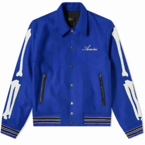 Amiri Bones Letterman Wool Blue Jacket