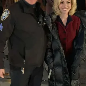 Anne Hathaway Eileen Black Puffer Coat