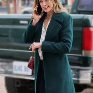 Ashley Newbrough Flipping For Christmas Green Coat