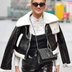 Ashley Roberts Christmas Shearling Aviator Jacket