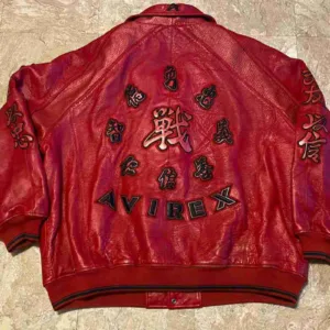USA Vtg Grand Master Red Leather Jacket