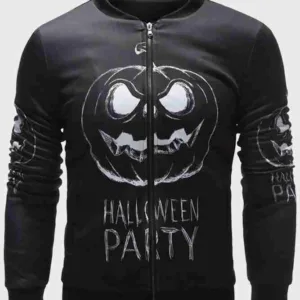 Black Halloween Party Bomber Jacket