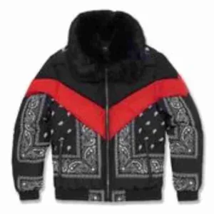 Black Jordan Craig Paisley Bandana Print Puffer Jacket
