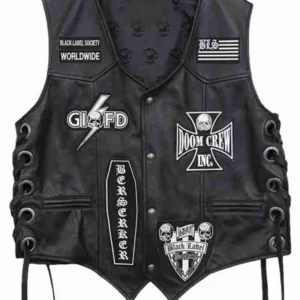 Black Label Society Black Leather Vest
