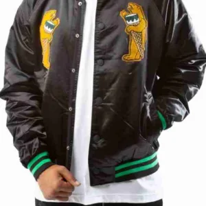 Black Satin Bears Varsity Jacket
