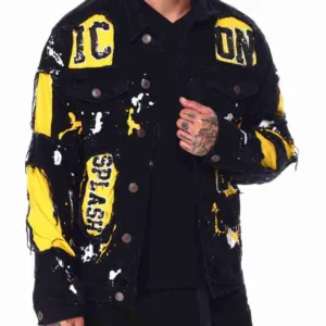 Black Sequin On Mesh Denim Jacket