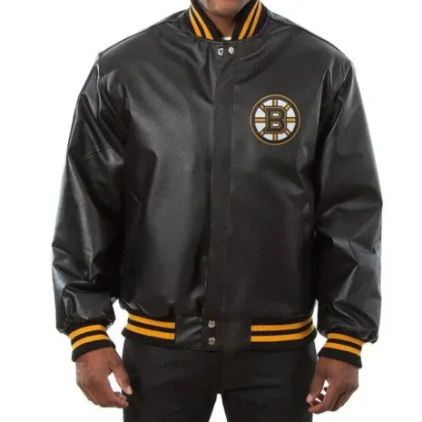 Boston Bruins Varsity Black Leather Jacket