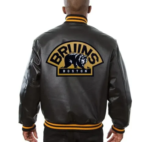 Boston Bruins Varsity Black Leather Jacket1 Boston Bruins Varsity Black Leather Jacket