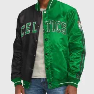 Boston Celtics Green and Black Varsity Satin Jacket