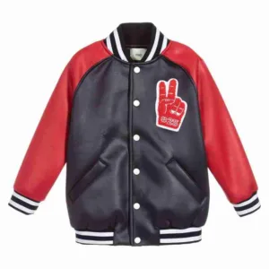 Boys Black and Red Varsity Jacket