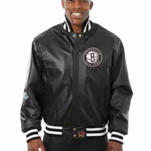Brooklyn Nets Full Leather Black Jacket