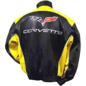 C6 Z06 Black Yellow Corvette Leather Jacket