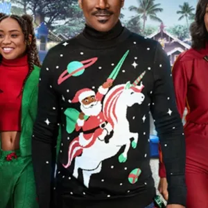 Candy Cane Lane Santa Unicorn Ugly Christmas Sweater