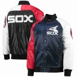 Chicago White Sox Navy Blue and Red Satin Jacket