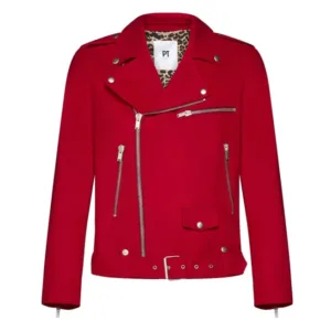 Christmas Men’s Wool-Blend Biker Leather Jacket