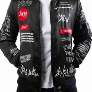 Crew Patches Satin Bomber Jacket