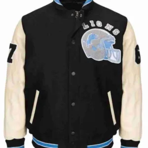 Detroit Lions Beverly Hills Axel Foley Wool & Leather Varsity Jacket