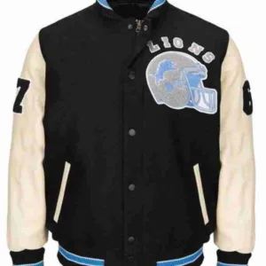 Detroit Lions Leather Varsity Jacket