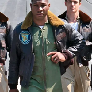 Devotion 2022 Jonathan Majors Leather Bomber Jacket