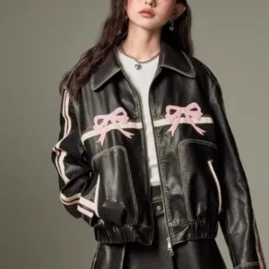 Diddi Moda Ribbon Leather Jacket
