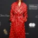 Pre-Grammy Gala 2024 Dua Lipa Red Leather Trench Coat