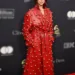Pre-Grammy Gala 2024 Dua Lipa Red Leather Trench Coat