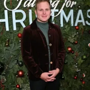 Falling for Christmas 2022 Chase Ramsey Brown Velvet Jacket