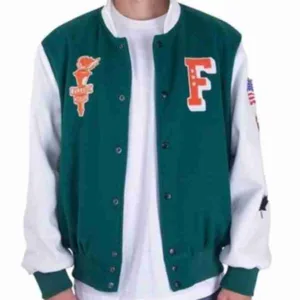 Full Send Nelk Boys F Green Letterman Jacket