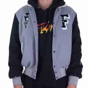 Full Send Nelk Boys F Letterman Gray Jacket