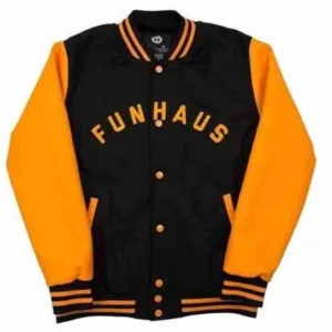 Funhaus Black and Orange Letterman Jacket