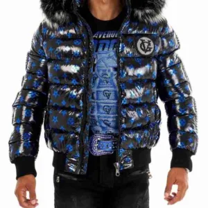 George V Paris Bomber Jacket Black And Blue
