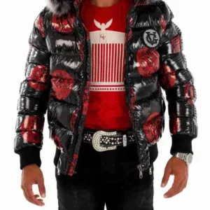 George V Paris Bomber Jacket Black And Red