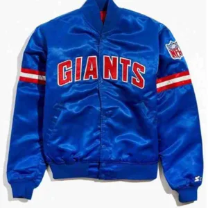 Giants New York Bomber Blue Satin Jacket