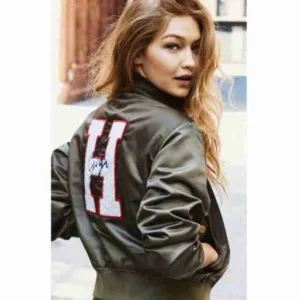 Gigi Hadid Bomber Embroidered Satin Jacket