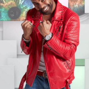 Ginuwine Studded Red Leather Jacket