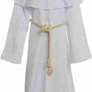 Halloween Monk Hooded Priest Robe White Costume