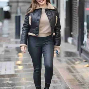 Heart Radio Studios Kelly Brook Leather Jacket