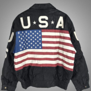 Independence Day Vintage USA Flag Black Jacket