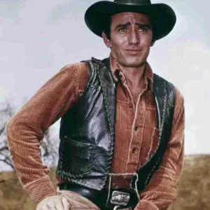 James Drury The Virginian Black Leather Vest