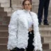 Jennifer Lopez white ruffled jacket