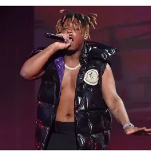 Juice Wrld Black Puffer Vest With Studs