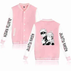 Jujutsu Kaisen Pink & White Varsity Wool Jacket