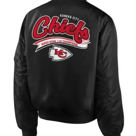 Kansas City Chiefs Super Bowl LVII Champions Black Bomber Jacket1 Kansas City Chiefs Super Bowl LVII Champions Black Bomber Jacket