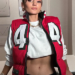 Kristin Juszczyk 49ers Red Puffer Vest1