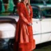 Lainey Wilson Red Faux Fur Coat