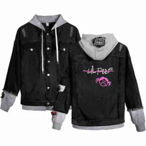 Lil Peep Angry Girl Denim Black Jacket