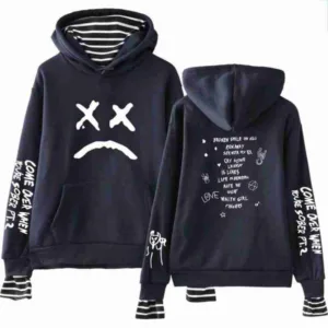 Lil Peep Come Over When You?re Sober Sad Face Blue Hoodie