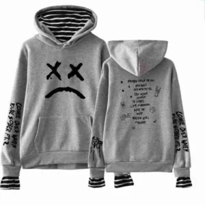 Lil Peep Come Over When You?re Sober Sad Face Gray Hoodie