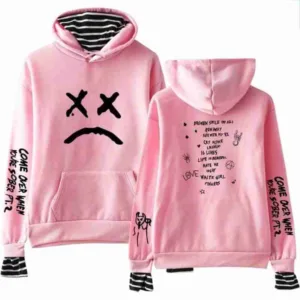 Lil Peep Come Over When You?re Sober Sad Face Pink Hoodie